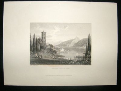 Italy: 1834 Steel Engraving, Bellagio, Lake Como Print