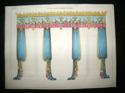 Decorative 1820's Vallance Window Curtain, Regency