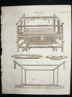 Trades Print, 1795: Antique Weaving Machine Print