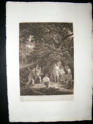 Charles II in Forest of Boscobel 1800 Folio Antique Pri