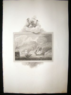 Naval Print: 1801 Lord Berkeley destroying French, Milf