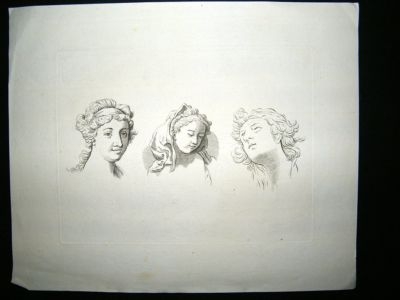 Study of Heads: C1790 Copper Plates, 2 Fine Prints