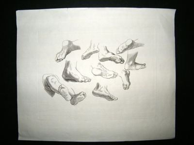 Study of Arms & Feet: C1790 Copper Plates, 2 Fine Prints