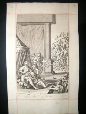 Religious 1690 Death of Sampson, Folio Print, Blome