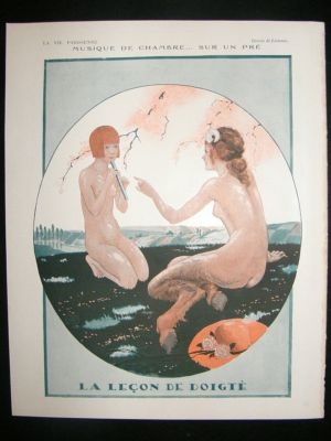 La Vie Parisienne Art Deco Print 1924 La Lecon De Doigte by Leonnec
