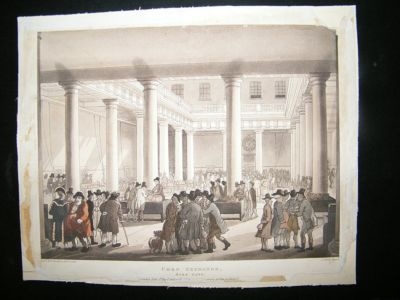 UK: 1810 Hand Col Aquatint, Corn Exchange, Ackermann Microcosm London