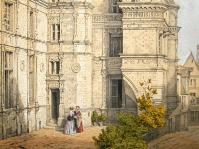 France: C1860 Folio Hand Col Lithograph. Palais Des Ducs Danjou