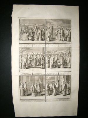 Religious Catholic 1730s Bishop etc. Folio Antique Print. Picart