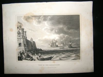 Turkey: C1840 Copper Plate, View of The Dardanelles