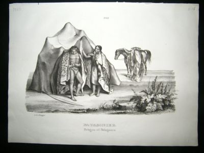 Argentina Chile: 1845 Print, Patagonia Indians, Schinz.