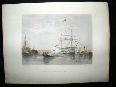 UK: C1830/C1870 Lot of 5 Hand Colored Steel Engravings. Ships, etc