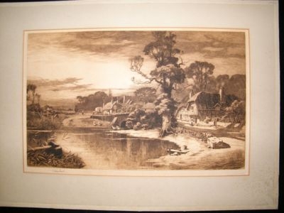 Wilfrid Ball: 1908 LG Folio SIGNED Etching. Landscape/English Village