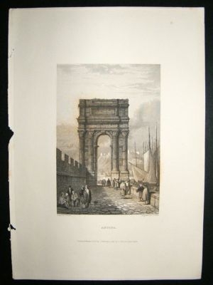 Italy: 1834 Steel Engraving, Ancona Print