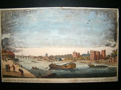 After Canot: C1753 Copper Plate, London. Lambeth the Archbishop of Canterbury's