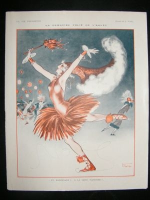 La Vie Parisienne Art Deco Print 1924 Lady Ice Skater by Vallee