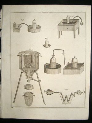 Science Prints, 1795: Chemistry, set of 2 antique print