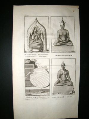 Siam 1730s Idols. Folio Antique Print. Picart
