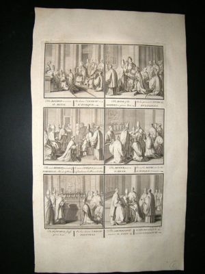 Religious Catholics 1730s Bishop, Pastoral Staff. Folio Antique Print. Picart