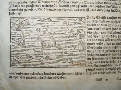 Munster C1570 Woodcut. Flooding in Holland