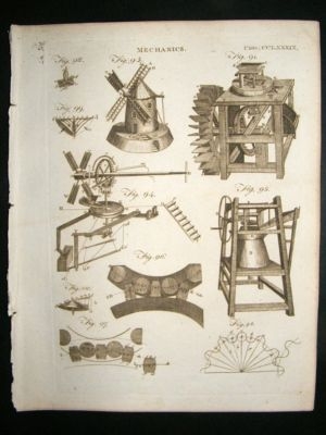 Science Print, 1795: Antique Mechanics, set of 9 prints