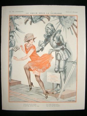 La Vie Parisienne Art Deco Print 1924 Le Coeur Sous La Cuirasse by Herouard