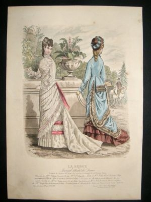 French Fashion Print: 1876 Folio, Hand Col, #405