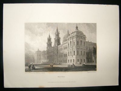 Portugal: 1834 Steel Engraving, Mafra, David Roberts Pr