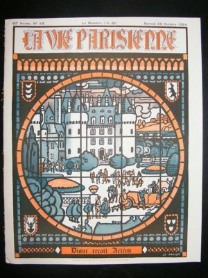 La Vie Parisienne Art Deco Print 1924 Diane Recoit Acteon by H. Avecot