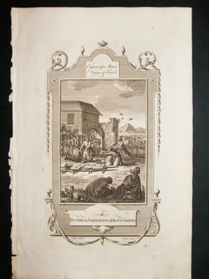Persia: 1780 copper plate, Funeral ceremony of Guebres