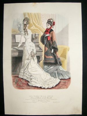 French Fashion Print: 1877 Folio, Hand Col, #422