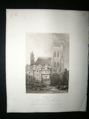 France: 1834 Abbeville, David Roberts Print.