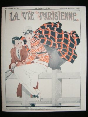 La Vie Parisienne Art Deco Print 1924 Lady Sat on a Fence by Rene Vincent