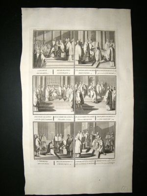 Religious Catholic 1730s Bishop Degraded etc. Folio Antique Print. Picart
