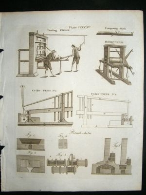 Science Print, 1795: Antique Mechanical Presses, Cider,