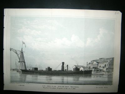 Ship Print:1863 Us Iron Clad 'Roanoke' New York.