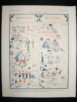 La Vie Parisienne Art Deco Print 1924 A Vos Rangs! Fisc!  By Vald'Es