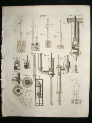Science Prints, 1795: Antique Pumps, set of 3 antique p