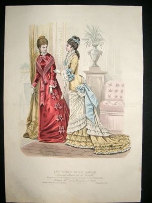 French Fashion Print: 1877 Folio, Hand Col, #417