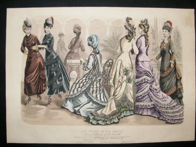 French Fashion Print: 1877 Folio, Hand Col, #430