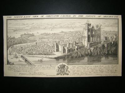 Buck: 1732 Folio Architecture print, North East View of Chepstow Castle, Monmout