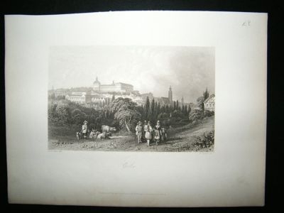 Germany: 1847 Steel Engraving, Gotha Antique Print