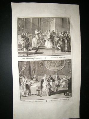 Religious Catholic 1730s Marriage Ceremony. Folio Antique Print. Picart