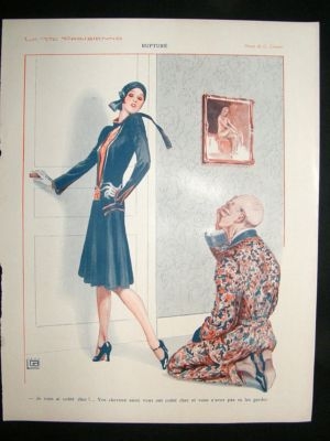 La Vie Parisienne Art Deco Print 1929 'Rupture' by Leon