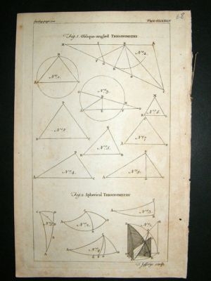 Maths:1755 Trigonometry, Antique Print.