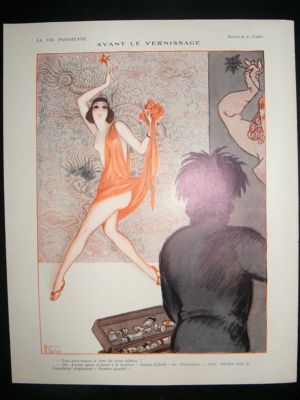 La Vie Parisienne Art Deco Print 1924 Avant Le Vernissage by Vallee