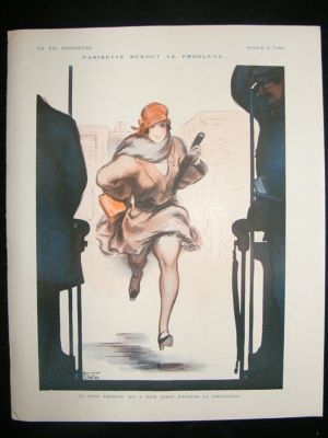 La Vie Parisienne Art Deco Print 1924 Parisette Resout Le Probleme by  Vallee