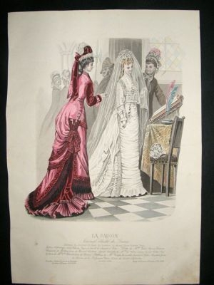 French Wedding Fashion Print: 1876 Folio, Hand Col, #41