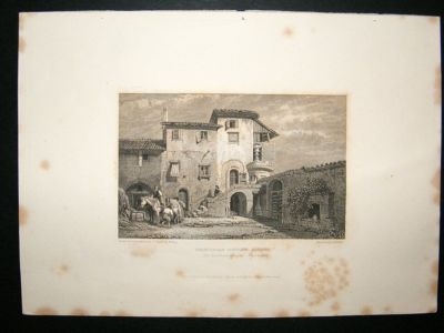Greece: 1834 Steel Engraving, Franciscan Convent, Athen