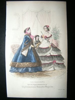 Fashion Print: January 1861, Antique Hand Coloured.
