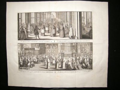 Religious Catholic 1730s Palm Sunday. LG Folio Antique Print. Picart